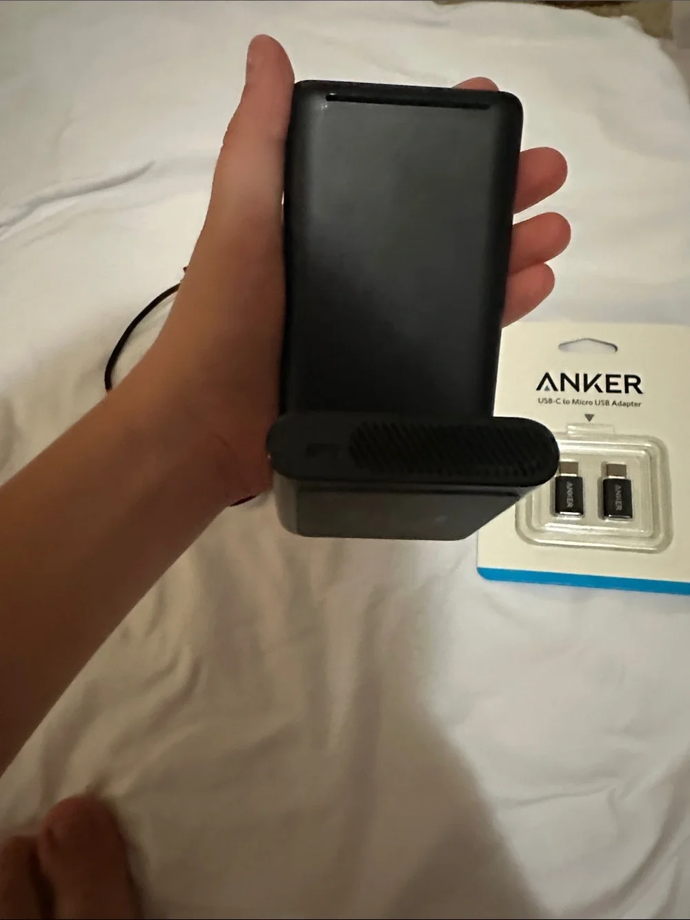 Anker Black Wireless Charging Stand with USB Cable and USB-C to Micro Adapters